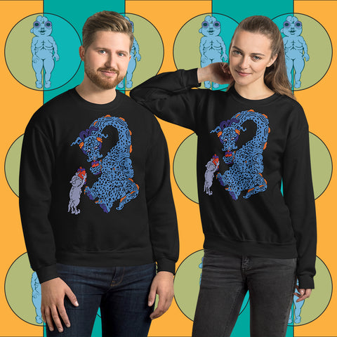 A Friend In Need. Buy this black soft and comfy crewneck sweatshirt featuring weird and original artwork from Danica Daydreams.