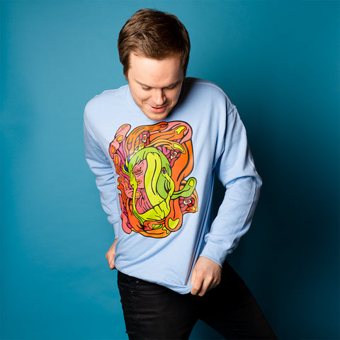 Captive Gaze. Buy this light blue soft and comfy crewneck sweatshirt featuring weird and original artwork from Danica Daydreams.