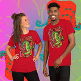 Captive Gaze. Buy this red soft graphic tee shirt featuring weird and original artwork from Danica Daydreams.