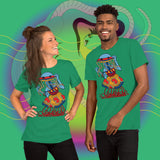 Cosmic Disco. Buy this green soft graphic tee shirt featuring weird and original artwork from Danica Daydreams.
