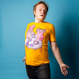 Tea Time. Buy this gold soft graphic tee shirt featuring weird and original artwork from Danica Daydreams.