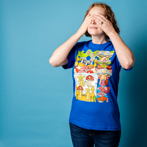 Soft Slumber. Buy this true royal blue soft graphic tee shirt featuring weird and original artwork from Danica Daydreams.