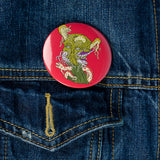 Red Overtaken Art Pin Button By Danica Daydreams On A Jean Jacket