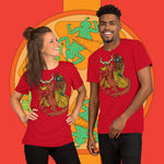Strange Companions. Buy this red soft graphic tee shirt featuring weird and original artwork from Danica Daydreams.