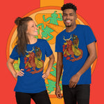 Strange Companions. Buy this true royal blue soft graphic tee shirt featuring weird and original artwork from Danica Daydreams.