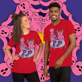 Tea Time. Buy this red soft graphic tee shirt featuring weird and original artwork from Danica Daydreams.