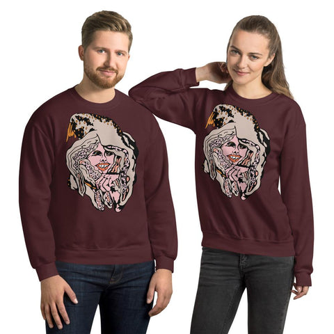 Wicked Squidalene. Buy this maroon soft and comfy crewneck sweatshirt featuring original artwork from Danica Daydreams.