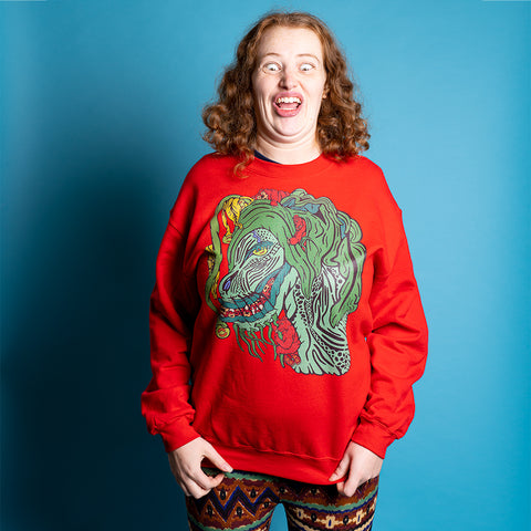 Bear Breakout. Buy this red soft and comfy crewneck sweatshirt featuring weird and original artwork from Danica Daydreams.