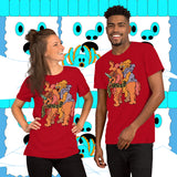 Slithering Surprise. Buy this red soft graphic tee shirt featuring original artwork from Danica Daydreams.